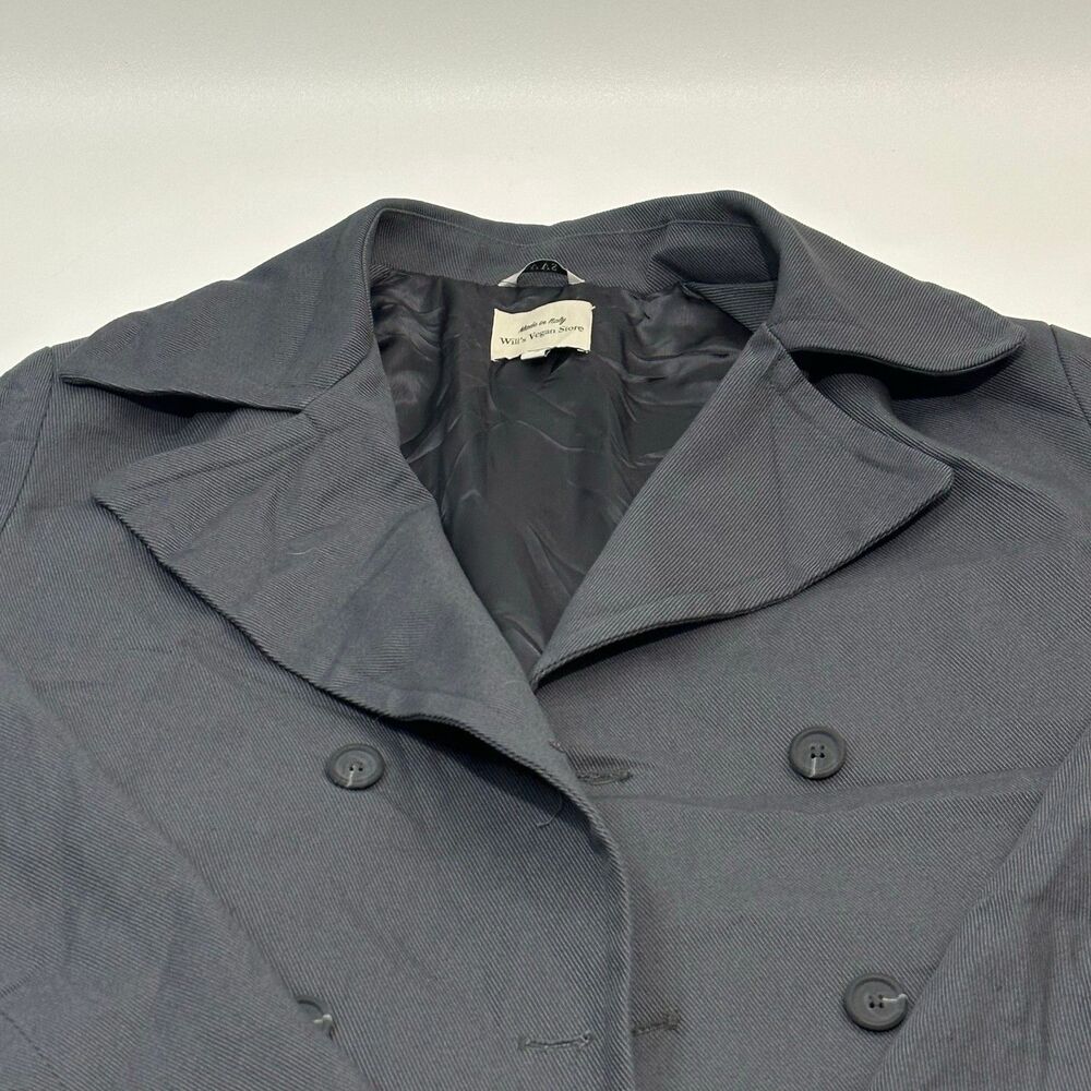 Will's Vegan Store Women's Double-Breasted Blazer Jacket Charcoal Gray, Size S
